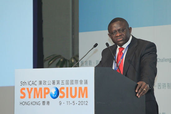 Mr Emmanuel Akomaye, MFR, Secretary, Economic and Financial Crimes Commission, Nigeria, speaking in Plenary Session (1)